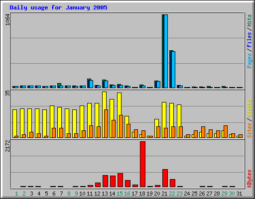 Daily usage for January 2005